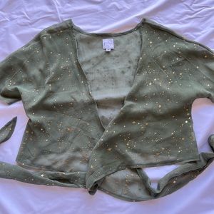 Princess polly green with gold stars wrap top💚